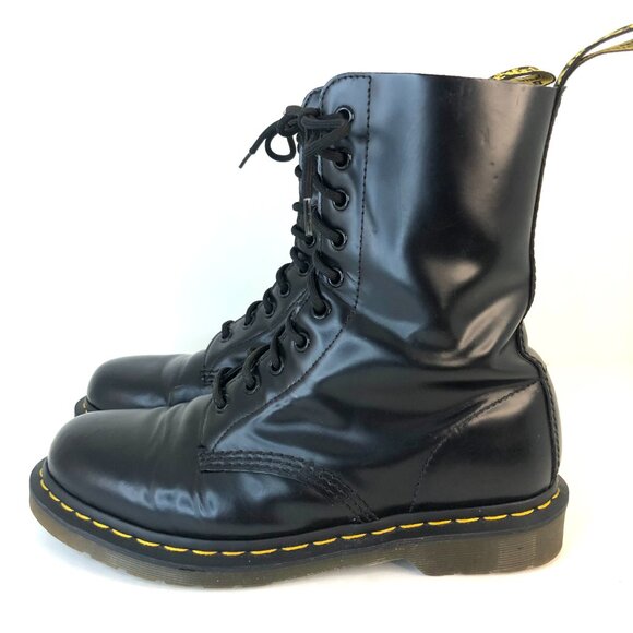 Dr. Martens 1490 Vintage 10-Eyelet Boots in Black Smooth Leather Sz. M/8, W/9.5 - Picture 9 of 16